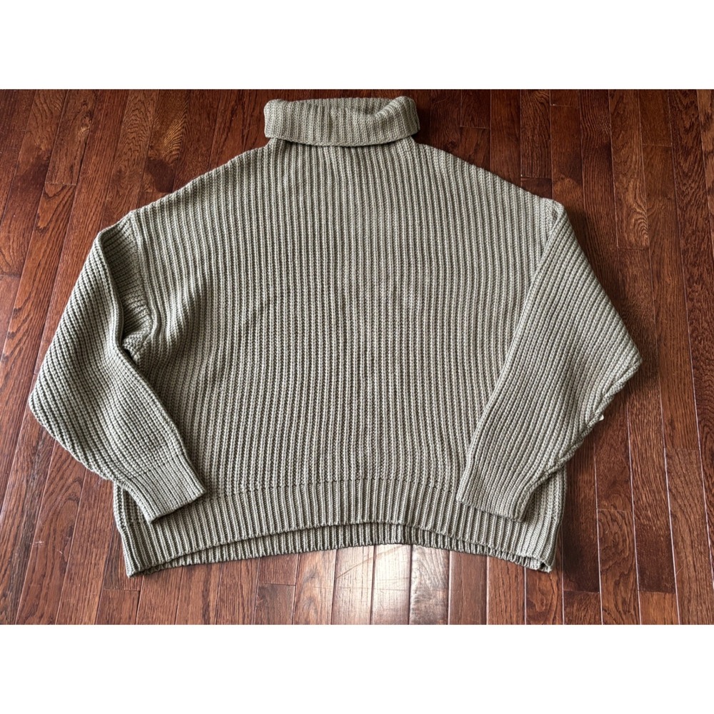 Free People Swim Too Deep Pullover Sweater Olive Stone Chunky Oversized Large